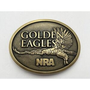 Vintage NRA Golden Eagles Oval Belt Buckle Antique Brass American Eagle USA